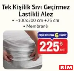 TEK KİŞİLİK SIVI GEÇİRMEZ LASTİKLİ ALEZ 100X200 CM +25 CM